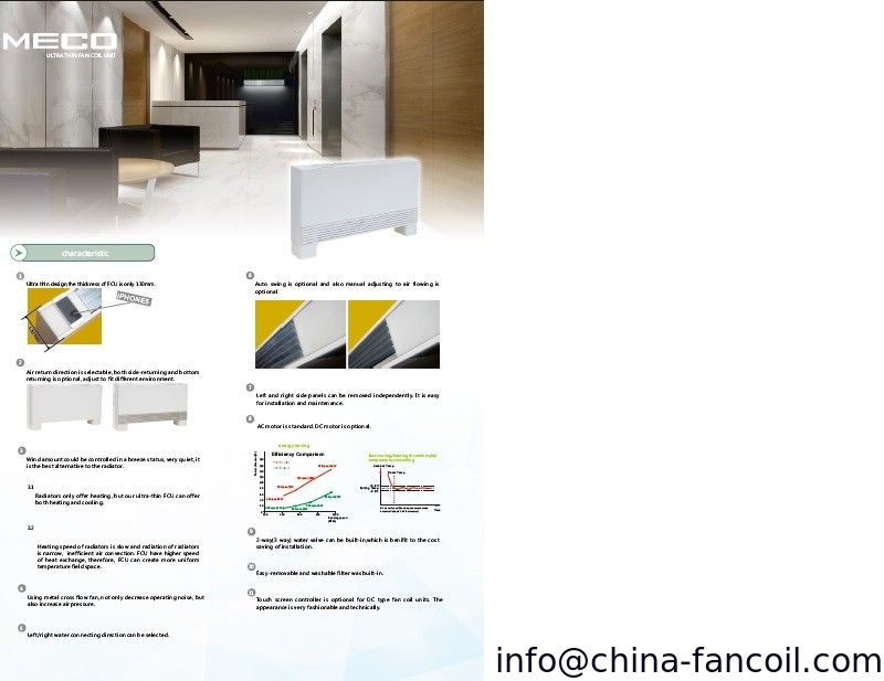 Floor Stand Ceiling Fan Convector Ultra Thin Design 130mm Depth
