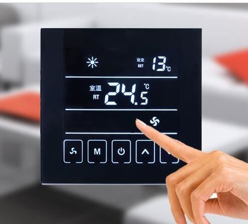 Full screen Touch button thermostat for Fan Coil Unit