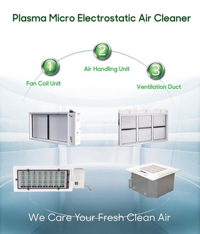Plasma micro electrostatic air cleaner for Air handling units, AHU