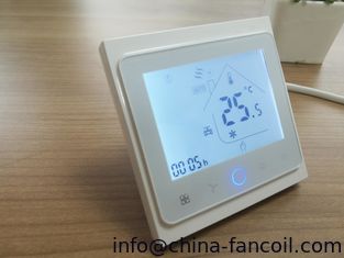 China Termostato de ambiente con Modbus RS485 para  fan coil agua fría botón de control táctil con retroiluminación blanca supplier