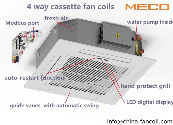 4 way cassette fan coil unit with Modbus communication supplier